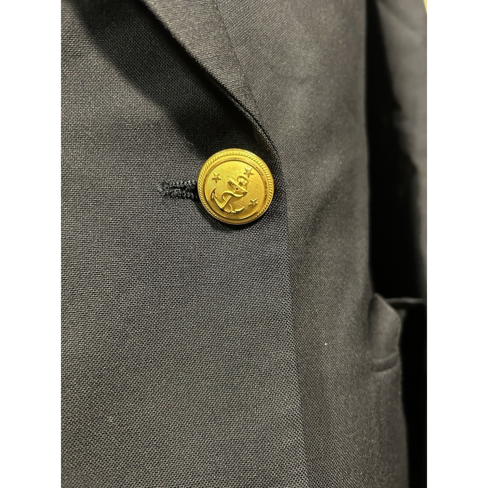 Vtg Burberry's Double Breasted Blazer Navy Blue Sport Coat Gold Buttons 42L - Picture 2 of 14